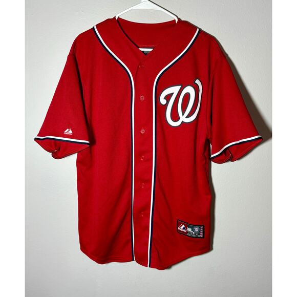 Washington Nationals Bryce Harper Majestic Red Stitched Baseball Jersey Size L - Picture 1 of 11